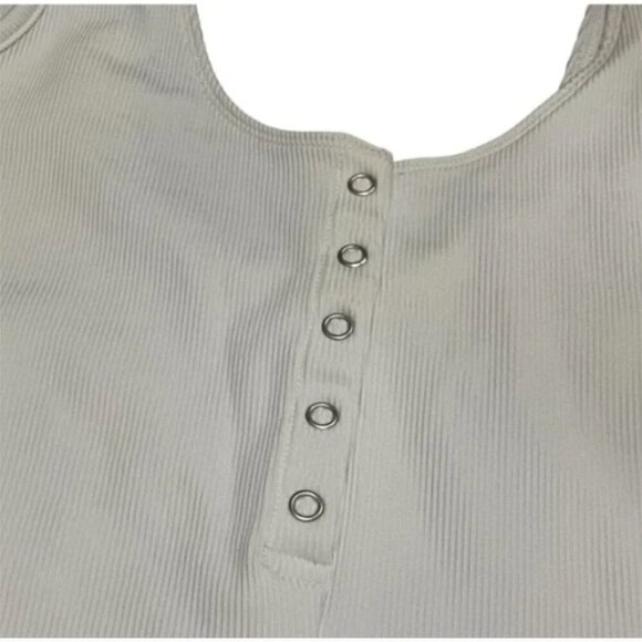 Good American White Henley Snap Front Sleeveless Ribbed Knit Bodysuit - Picture 5 of 6